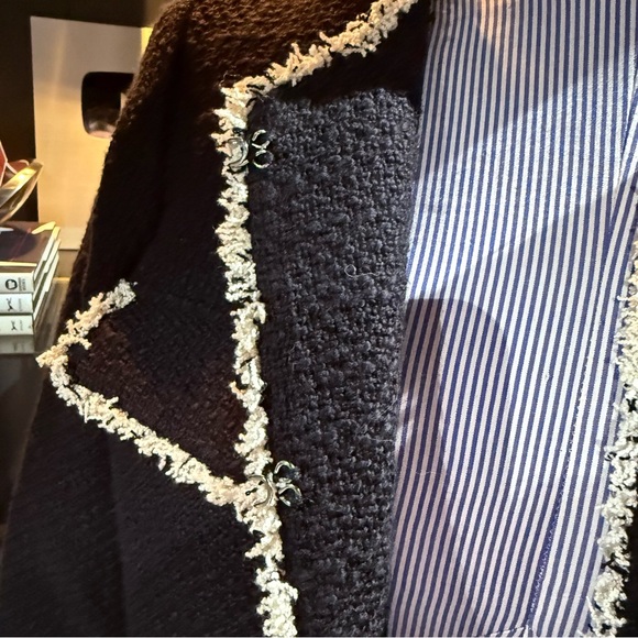 Talbots Black and White Amherst Tweed Fringe Jacket – Size 6 - Picture 6 of 9